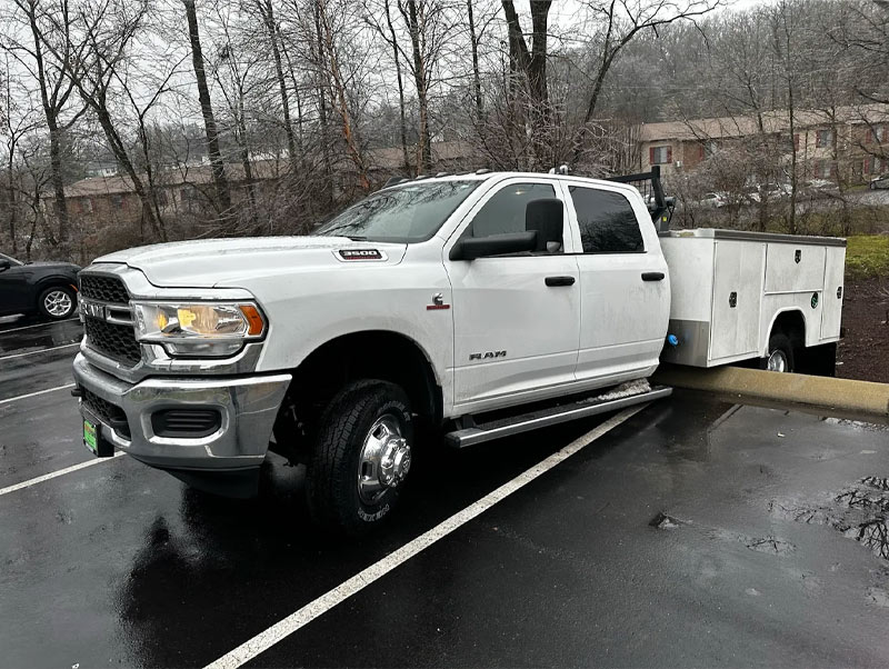 All Out Towing Accident Recovery Service Nashville White Truck Backed Over A Wall