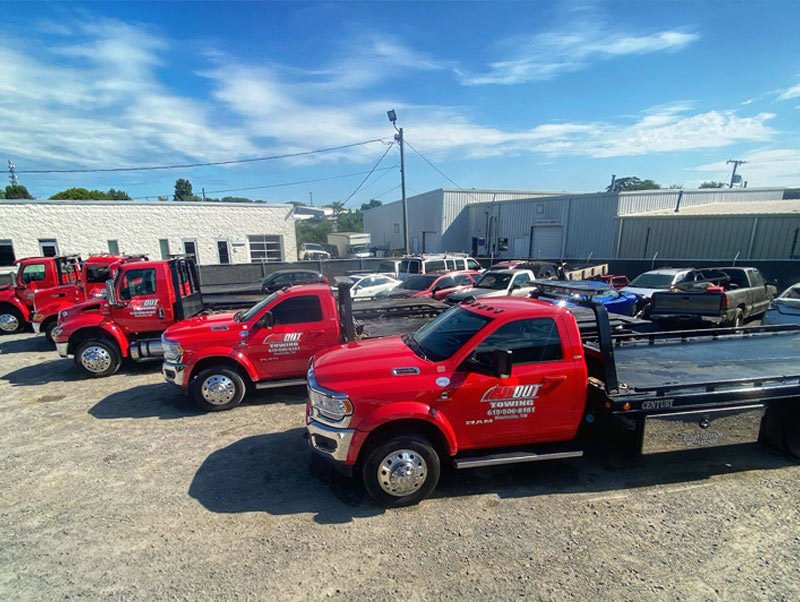 All Out Towing Tow Truck Fleet in Nashville Tow Yard