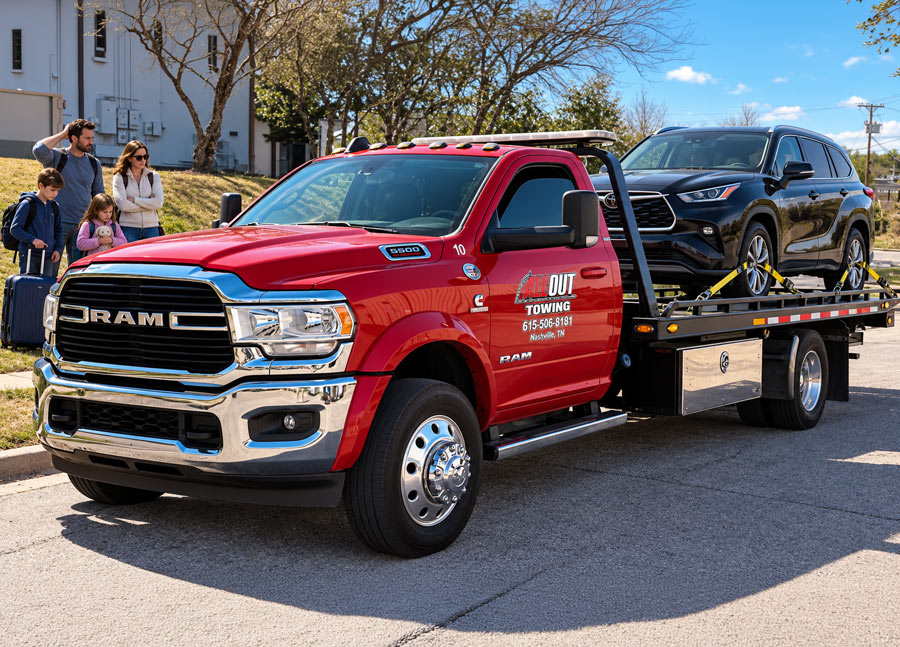 Family vacation derailed and need their Toyota Highlander Towed by All Out Towing in Nashville